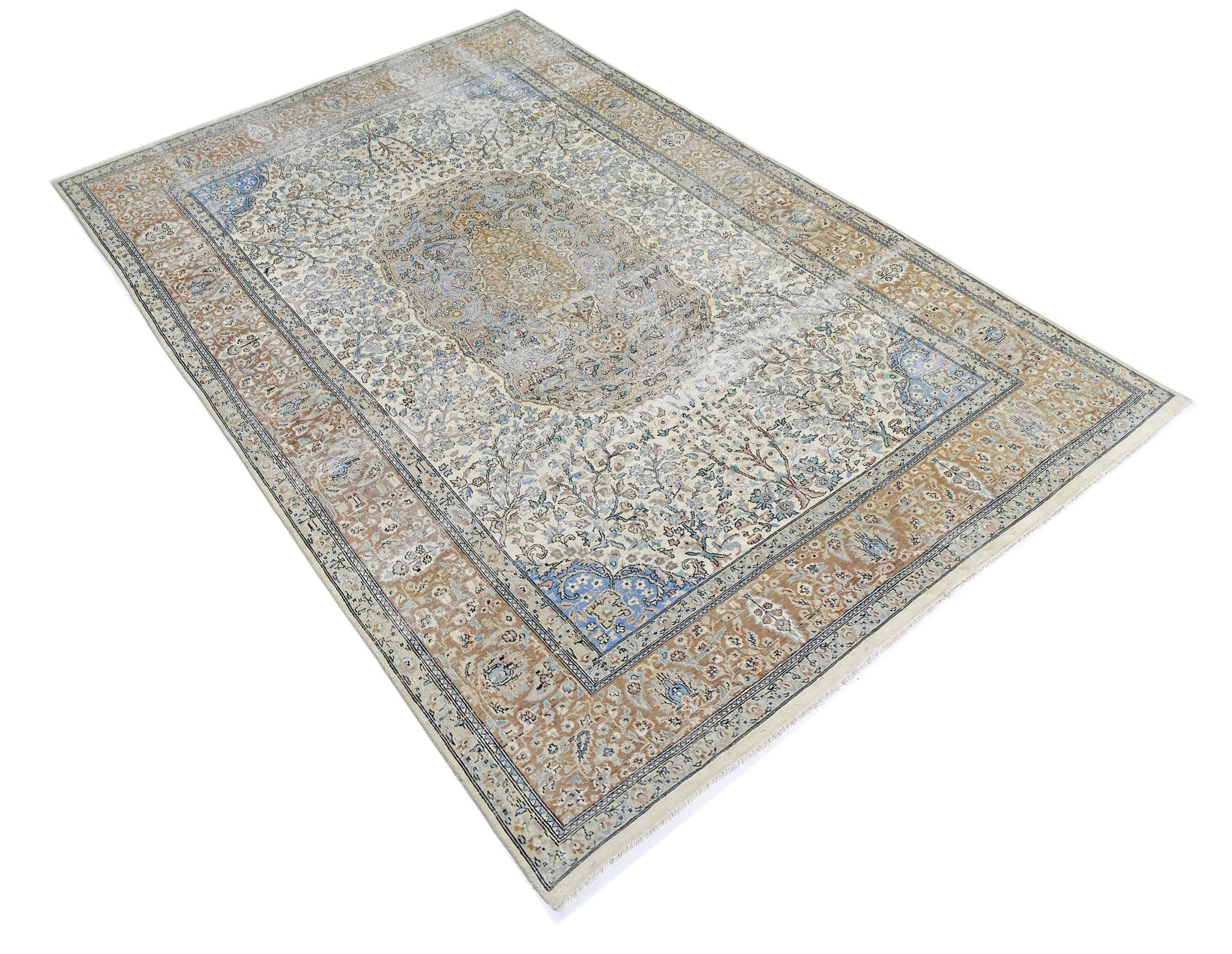 Handmade Vintage Persian Rug | 251 x 155 cm | 8'3" x 5'1" - Najaf Rugs & Textile