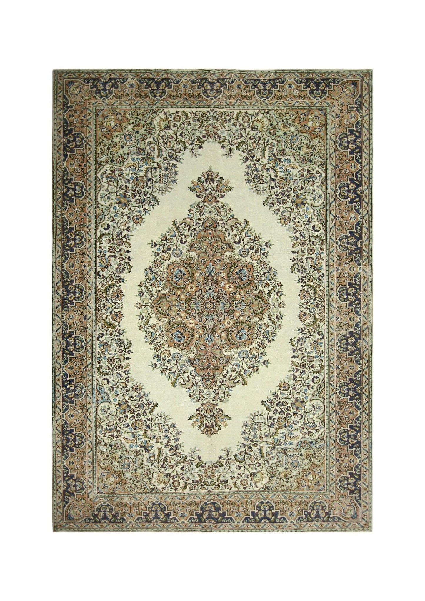 Handmade Vintage Turkish Kayseri Rug | 315 x 213 cm | 10'4" x 7' - Najaf Rugs & Textile