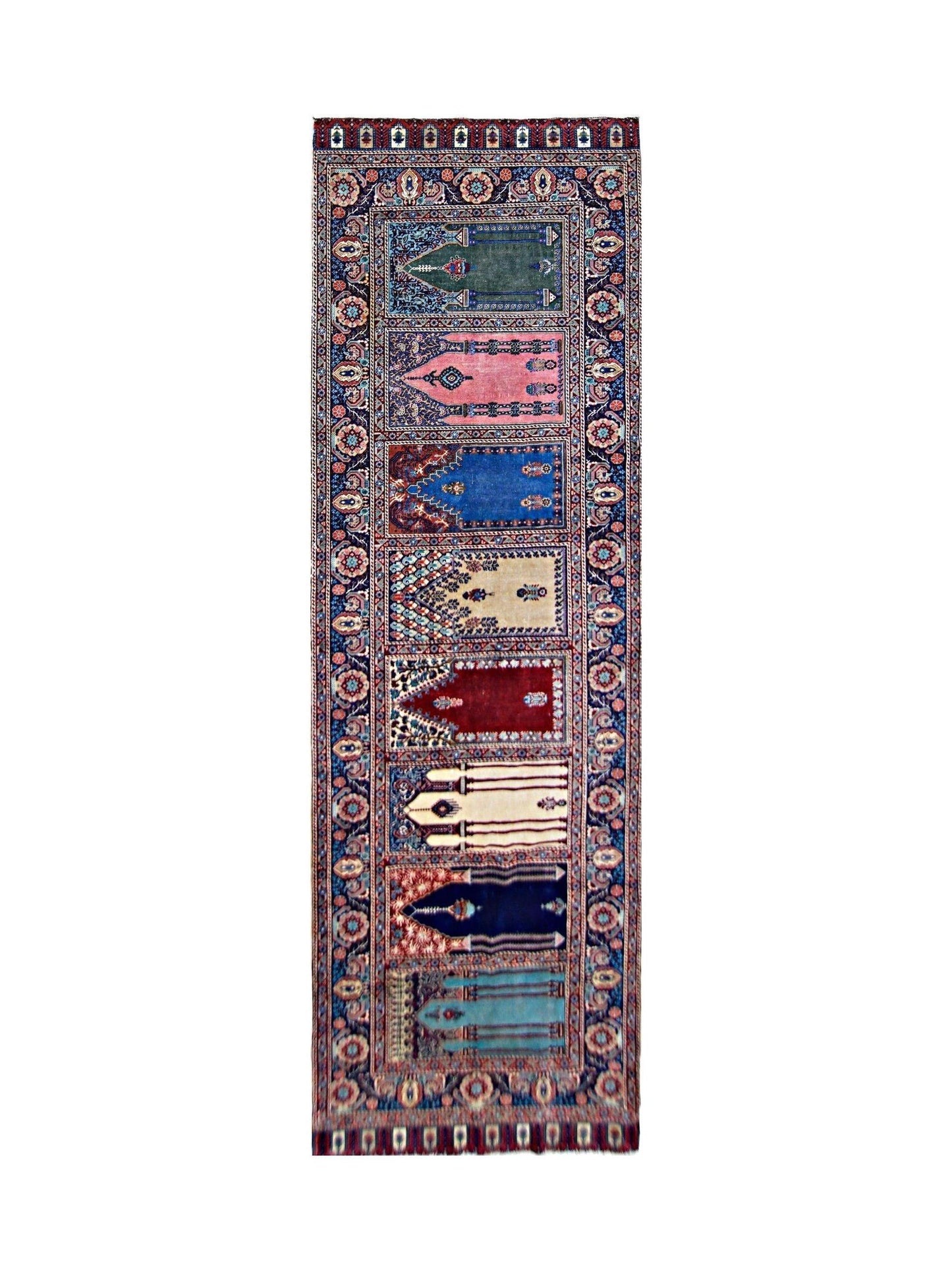 Handmade Vintage Turkish Kayseri Hallway Runner | 285 x 103 cm | 9'4" x 3'5" - Najaf Rugs & Textile