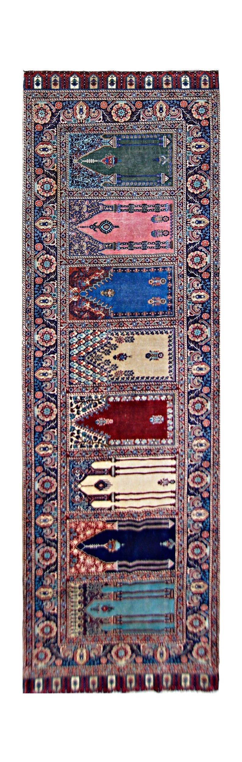 Handmade Vintage Turkish Kayseri Hallway Runner | 285 x 103 cm | 9'4" x 3'5" - Najaf Rugs & Textile