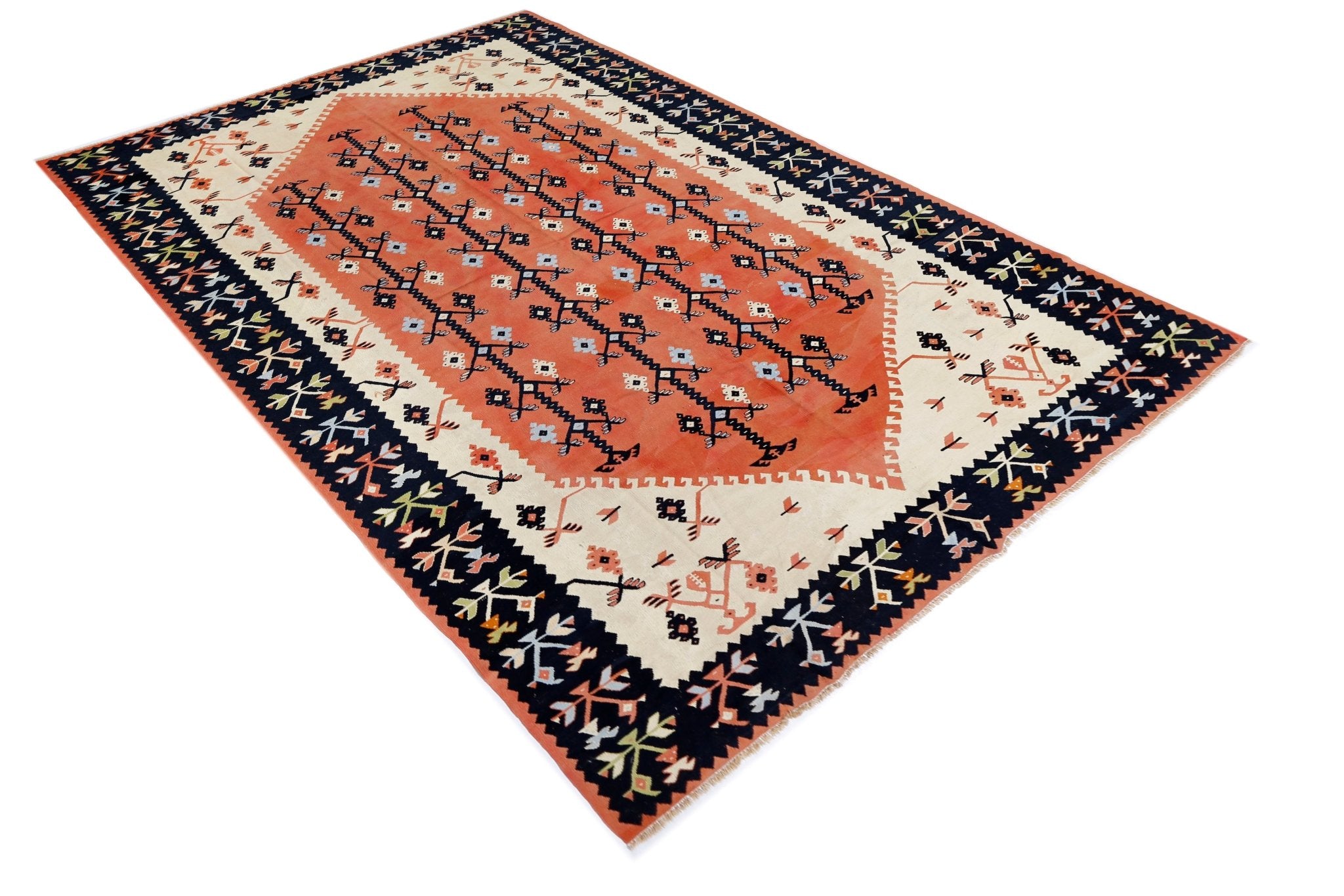 Handmade Vintage Turkish Sharkoy Kilim | 295 x 198 cm | 9'8" x 6'6" - Najaf Rugs & Textile