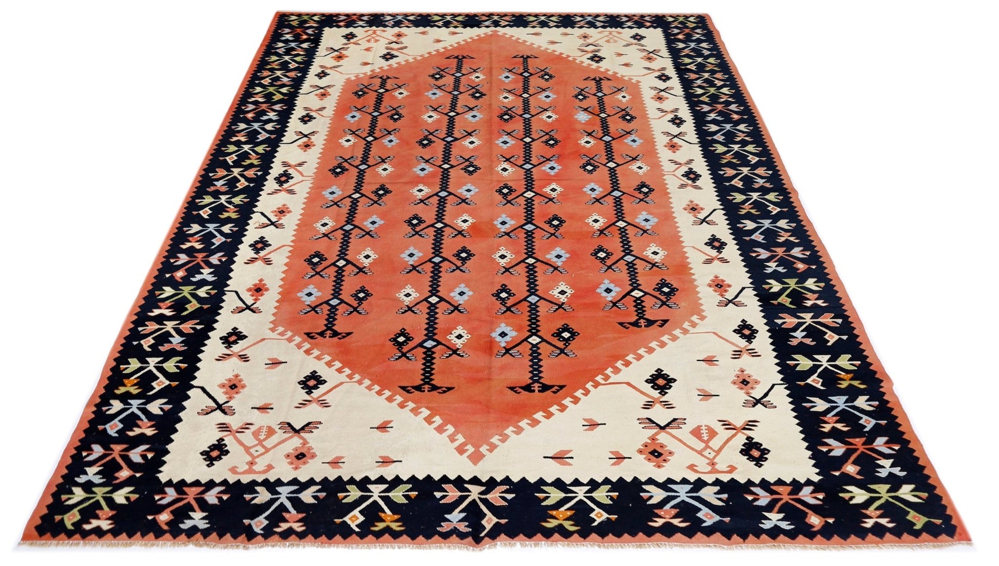 Handmade Vintage Turkish Sharkoy Kilim | 295 x 198 cm | 9'8" x 6'6" - Najaf Rugs & Textile