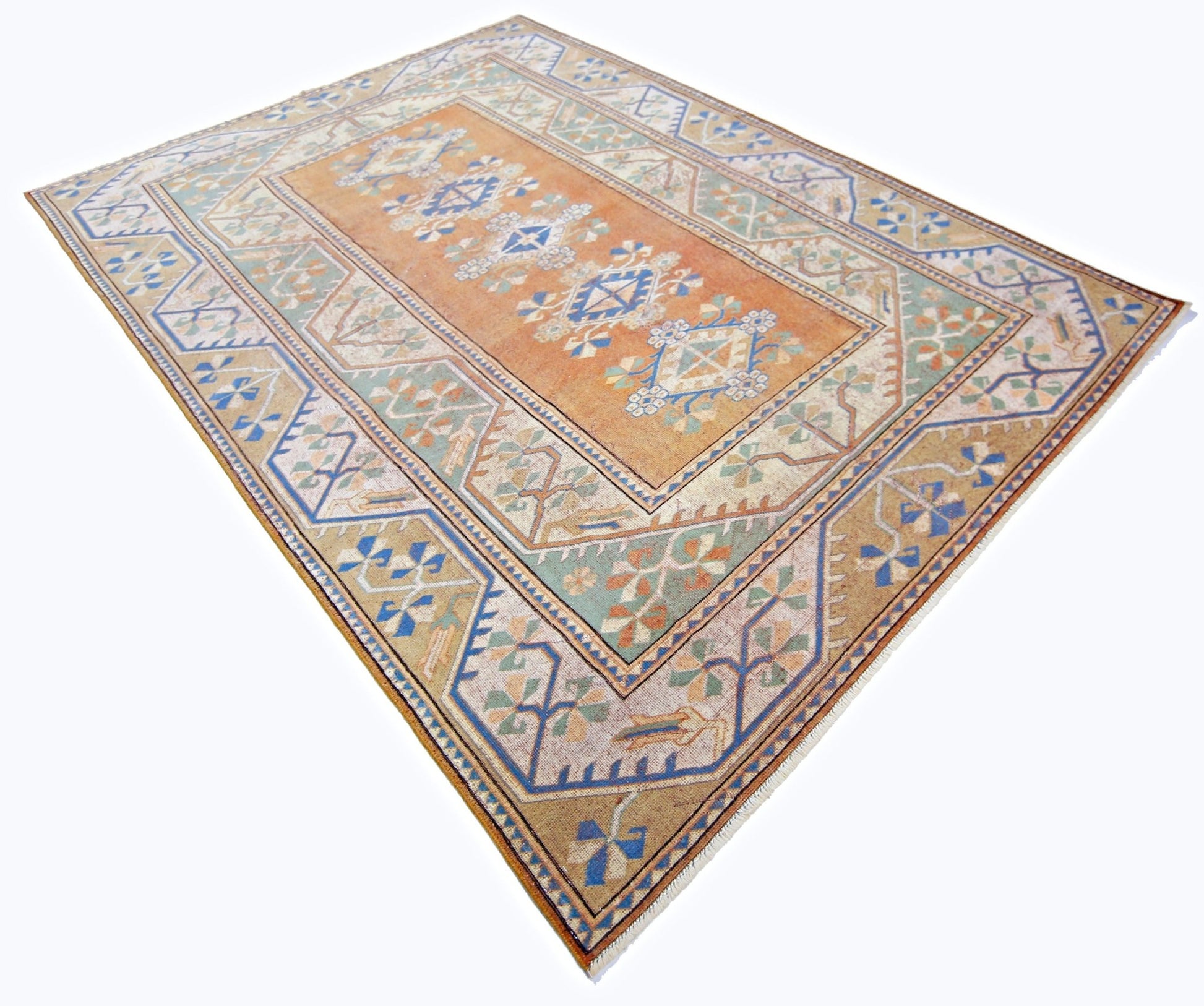 Handmade Vintage Turkish Milas Rug | 283 x 201 cm | 9'3" x 6'7" - Najaf Rugs & Textile