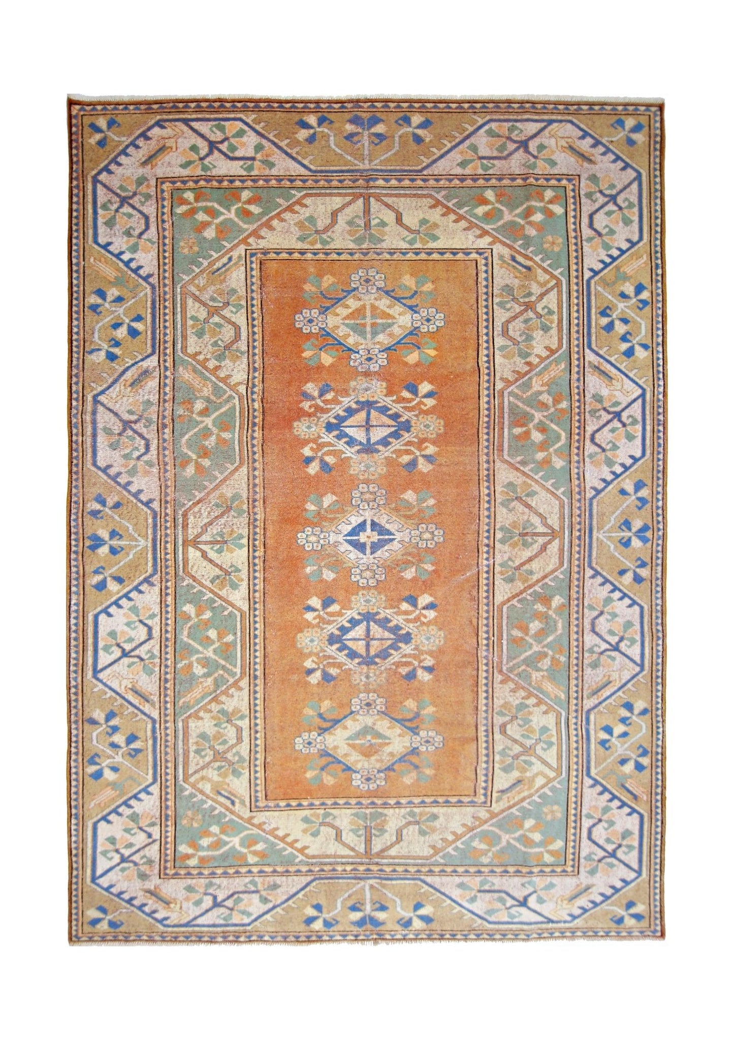 Handmade Vintage Turkish Milas Rug | 283 x 201 cm | 9'3" x 6'7" - Najaf Rugs & Textile