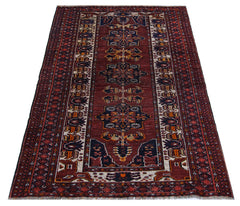 Handmade Vintage Afghan Turkmen Rug | 165 x 108 cm | 5'5" x 3'6" - Najaf Rugs & Textile