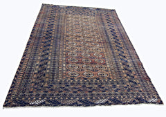 Handmade Vintage Afghan Turkmen Bokhara Rug | 218 x 158 cm | 7'2" x 5'2" - Najaf Rugs & Textile