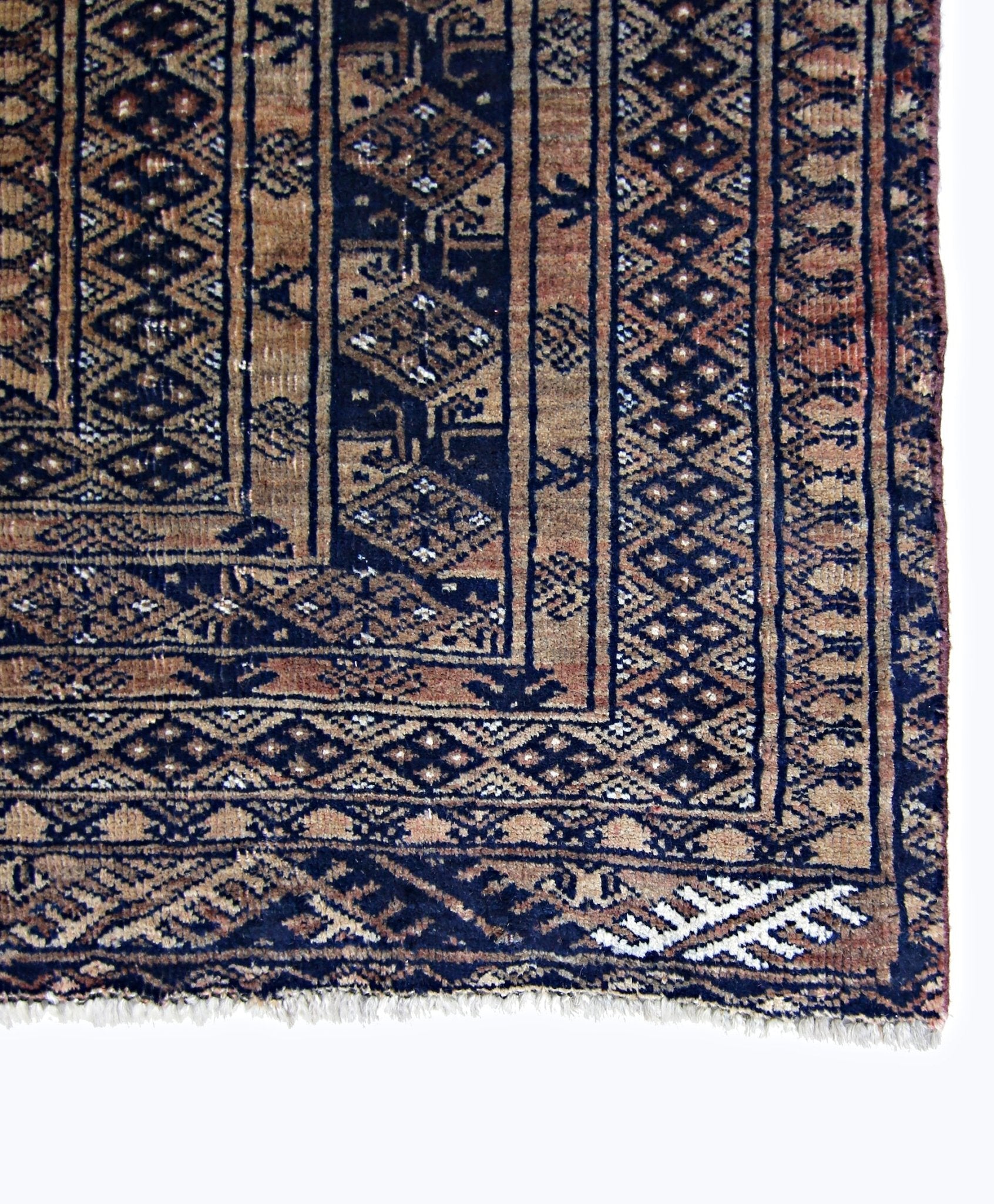 Handmade Vintage Afghan Turkmen Bokhara Rug | 218 x 158 cm | 7'2" x 5'2" - Najaf Rugs & Textile