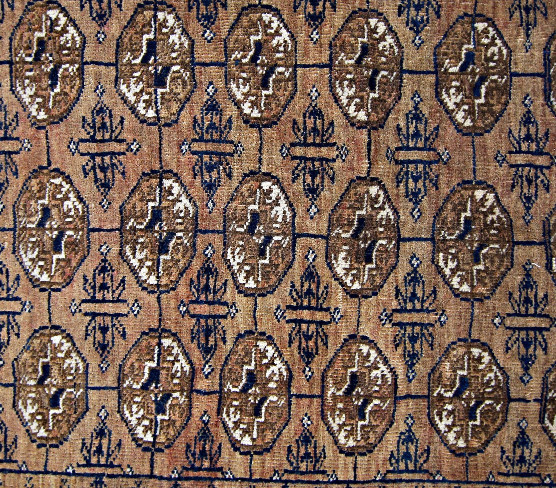 Handmade Vintage Afghan Turkmen Bokhara Rug | 218 x 158 cm | 7'2" x 5'2" - Najaf Rugs & Textile