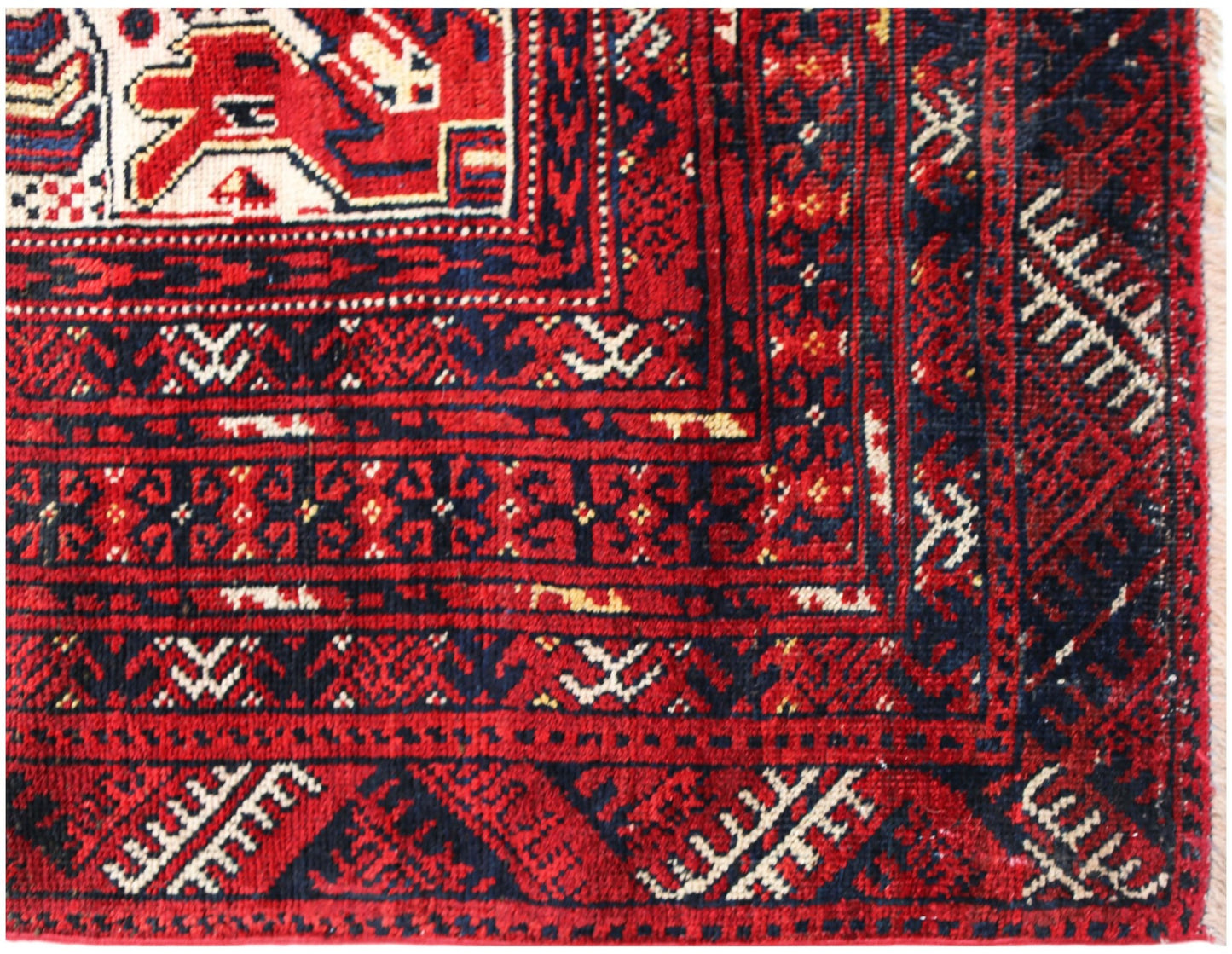 Handmade Vintage Afghan Turkmen Mowari Rug | 415 x 301 cm | 13'7" x 9'10" - Najaf Rugs & Textile