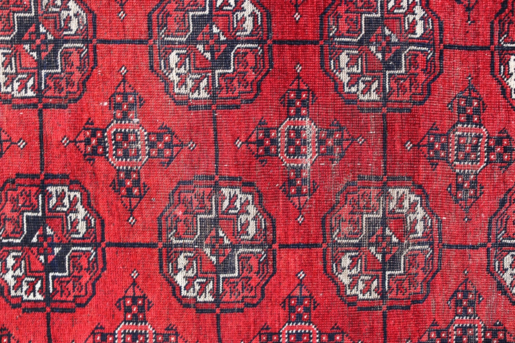 Handmade Vintage Afghan Turkmen Mowari Rug | 415 x 301 cm | 13'7" x 9'10" - Najaf Rugs & Textile