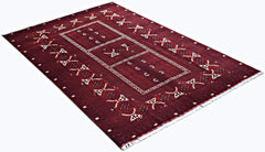 Handmade Vintage Afghan Turkmen Rug | 252 x 162 cm | 8'3" x 5'3" - Najaf Rugs & Textile