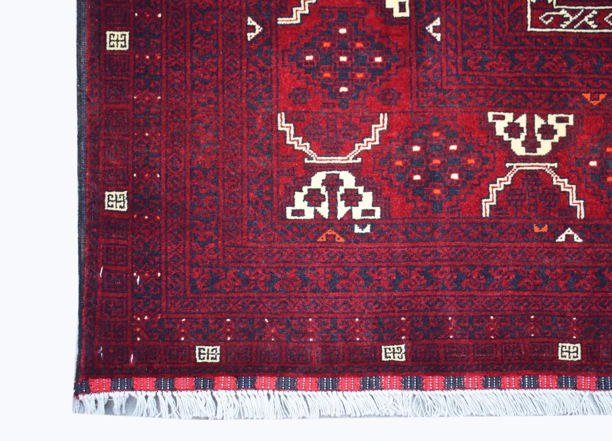 Handmade Vintage Afghan Turkmen Rug | 252 x 162 cm | 8'3" x 5'3" - Najaf Rugs & Textile