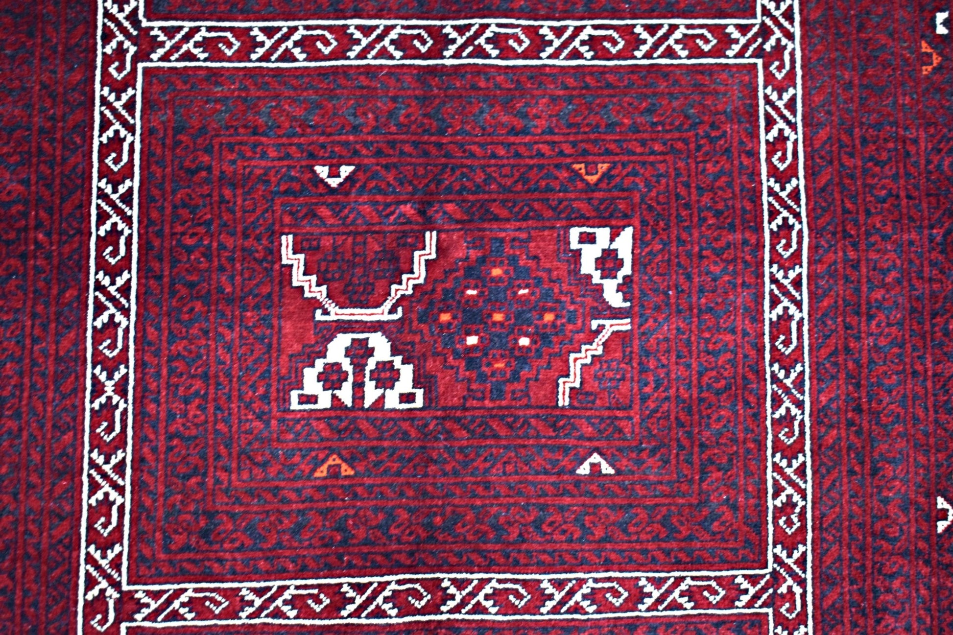 Handmade Vintage Afghan Turkmen Rug | 252 x 162 cm | 8'3" x 5'3" - Najaf Rugs & Textile