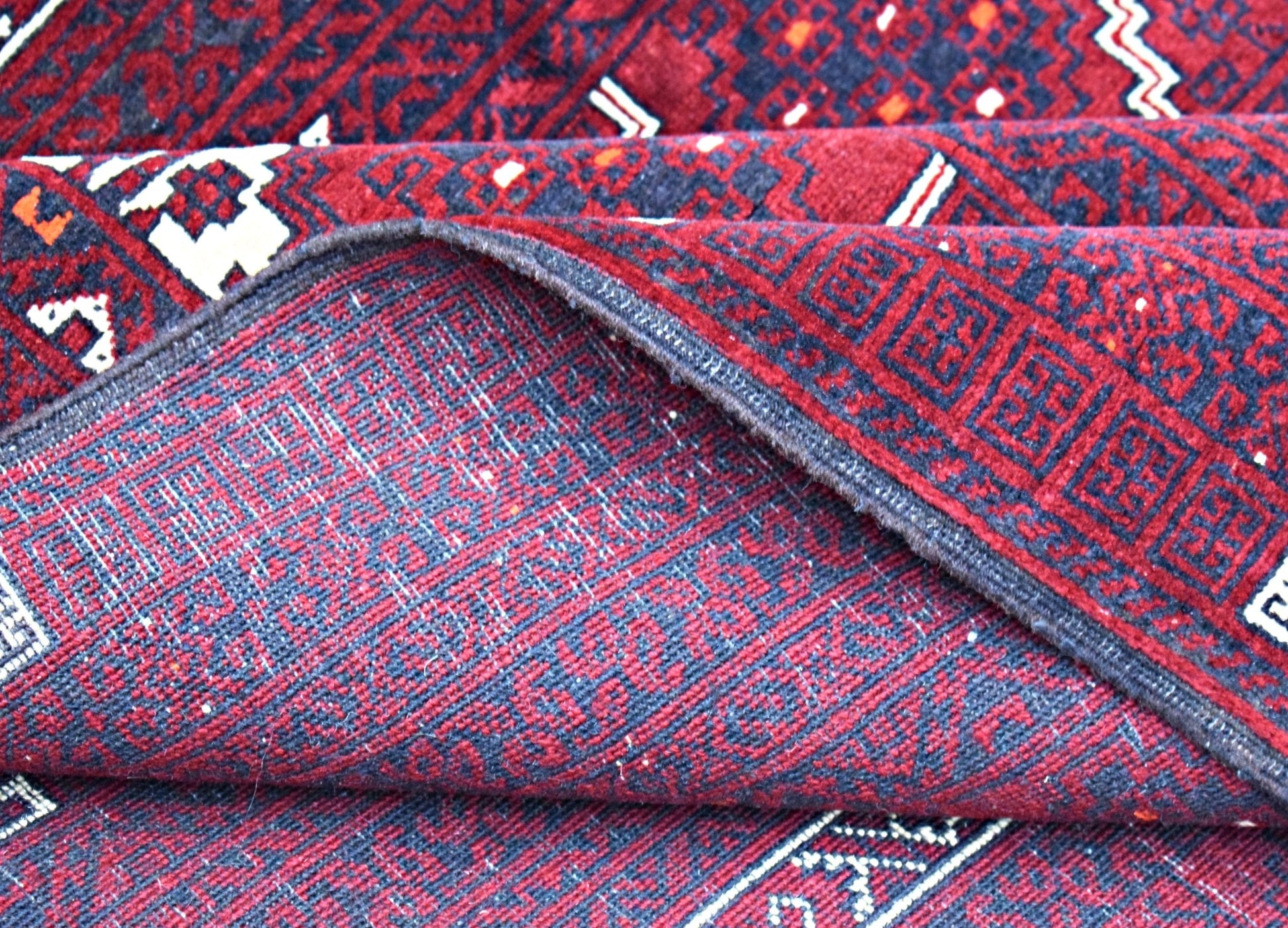 Handmade Vintage Afghan Turkmen Rug | 252 x 162 cm | 8'3" x 5'3" - Najaf Rugs & Textile