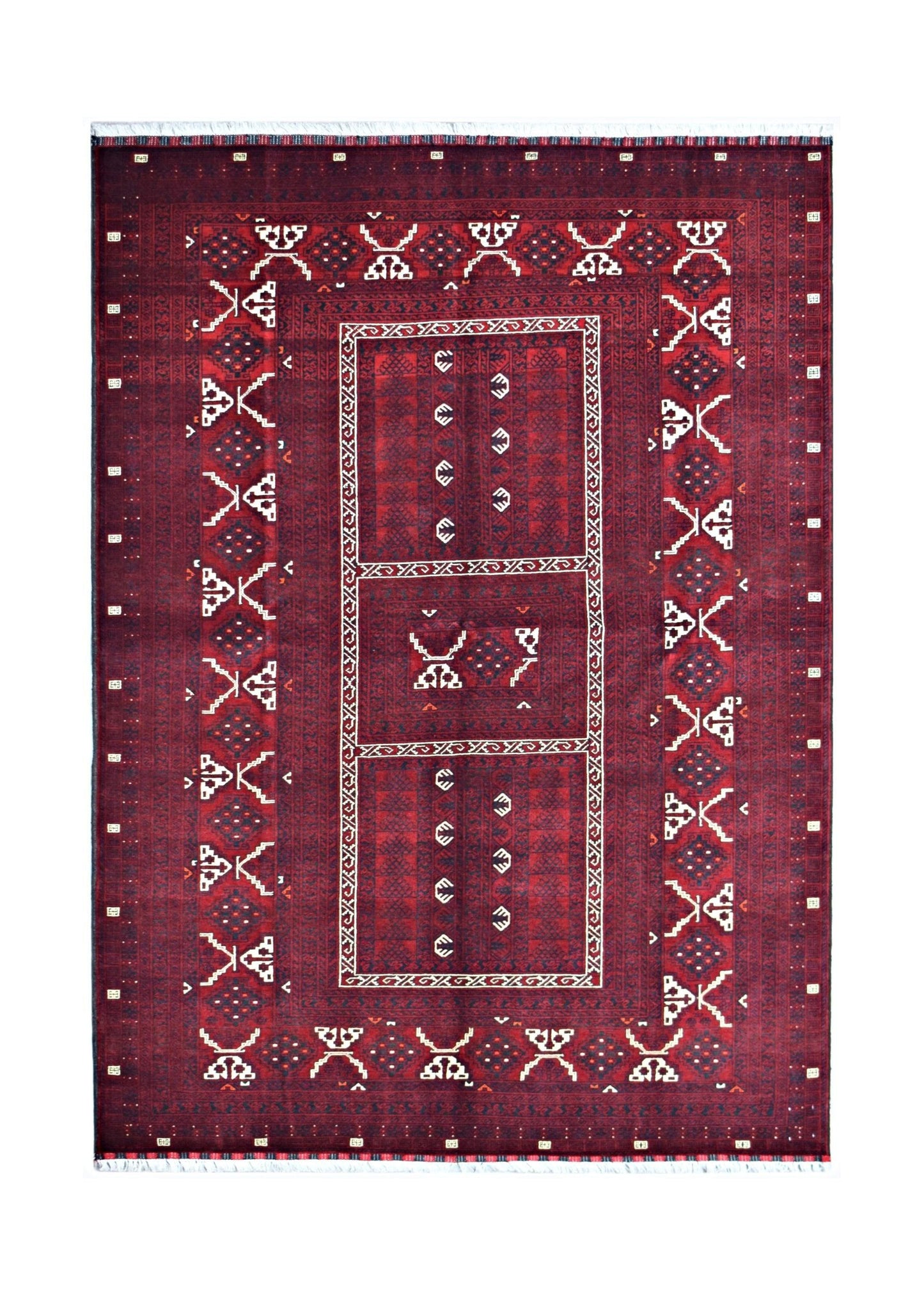 Handmade Vintage Afghan Turkmen Rug | 252 x 162 cm | 8'3" x 5'3" - Najaf Rugs & Textile