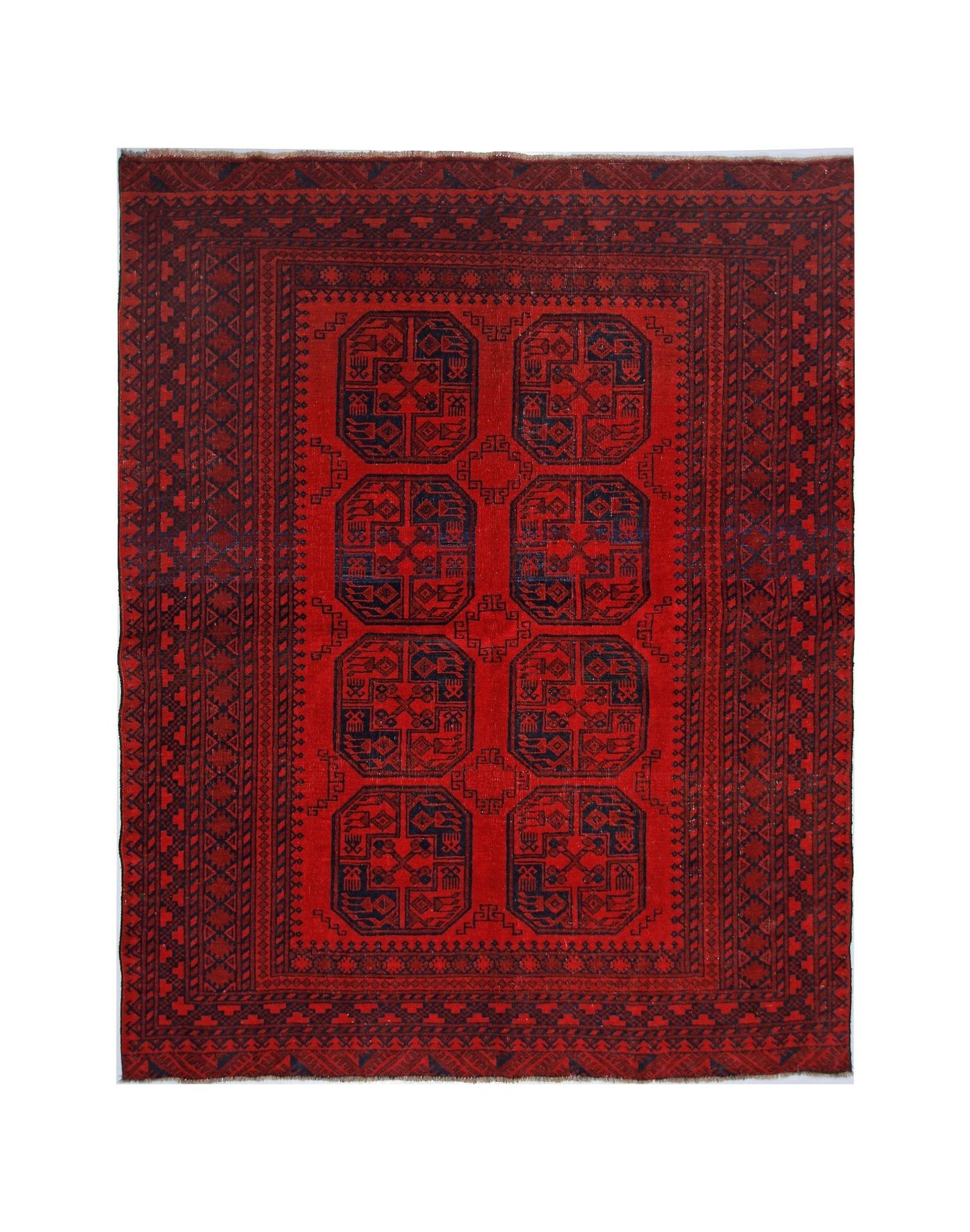 Handmade Afghan Turkmen Elephant's Foot Rug | 187 x 151 cm | 6'2" x 4'11" - Najaf Rugs & Textile