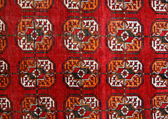 Handmade Vintage Afghan Turkmen Rug | 201 x 112 cm | 6'7" x 3'8" - Najaf Rugs & Textile