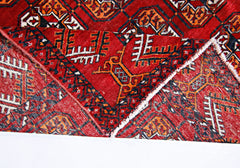 Handmade Vintage Afghan Turkmen Rug | 201 x 112 cm | 6'7" x 3'8" - Najaf Rugs & Textile