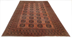 Handmade Vintage Afghan Turkmen Rug | 285 x 204 cm | 9'4" x 6'8" - Najaf Rugs & Textile