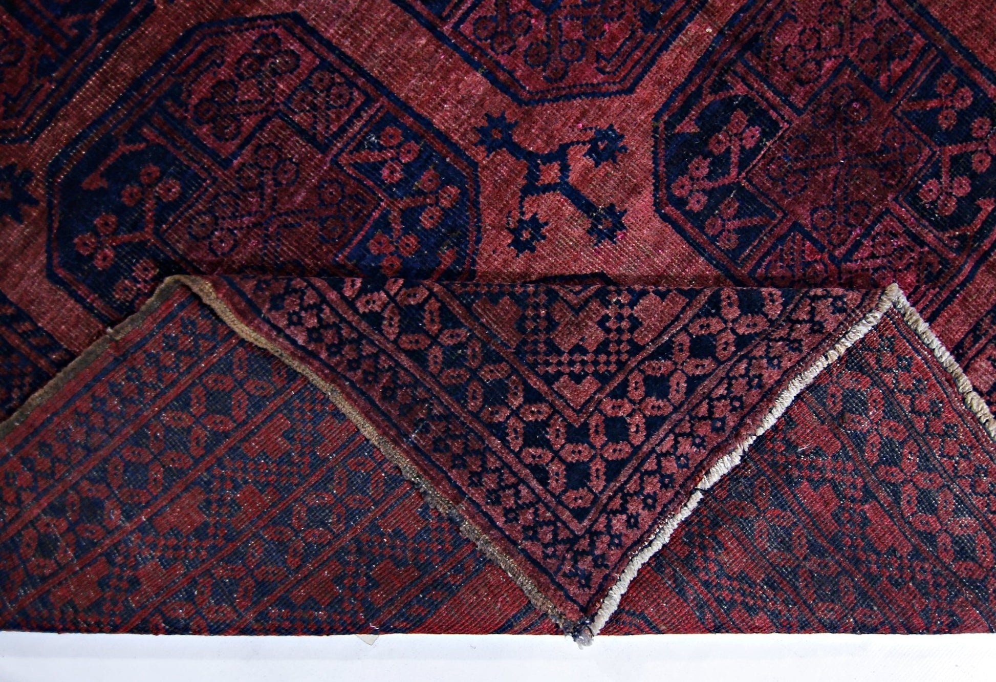 Handmade Vintage Afghan Turkmen Rug | 301 x 212 cm | 9'10" x 6'11" - Najaf Rugs & Textile