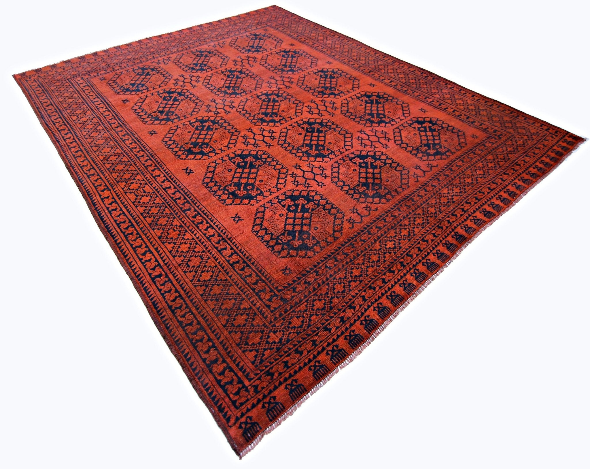 Handmade Antique Afghan Turkmen Rug | 307 x 262 cm | 10'1" x 8'7" - Najaf Rugs & Textile