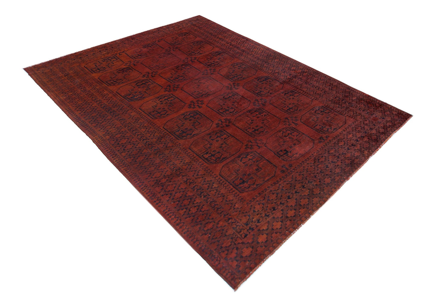 Handmade Vintage Afghan Turkmen Rug | 334 x 234 cm | 10'11" x 7'8" - Najaf Rugs & Textile
