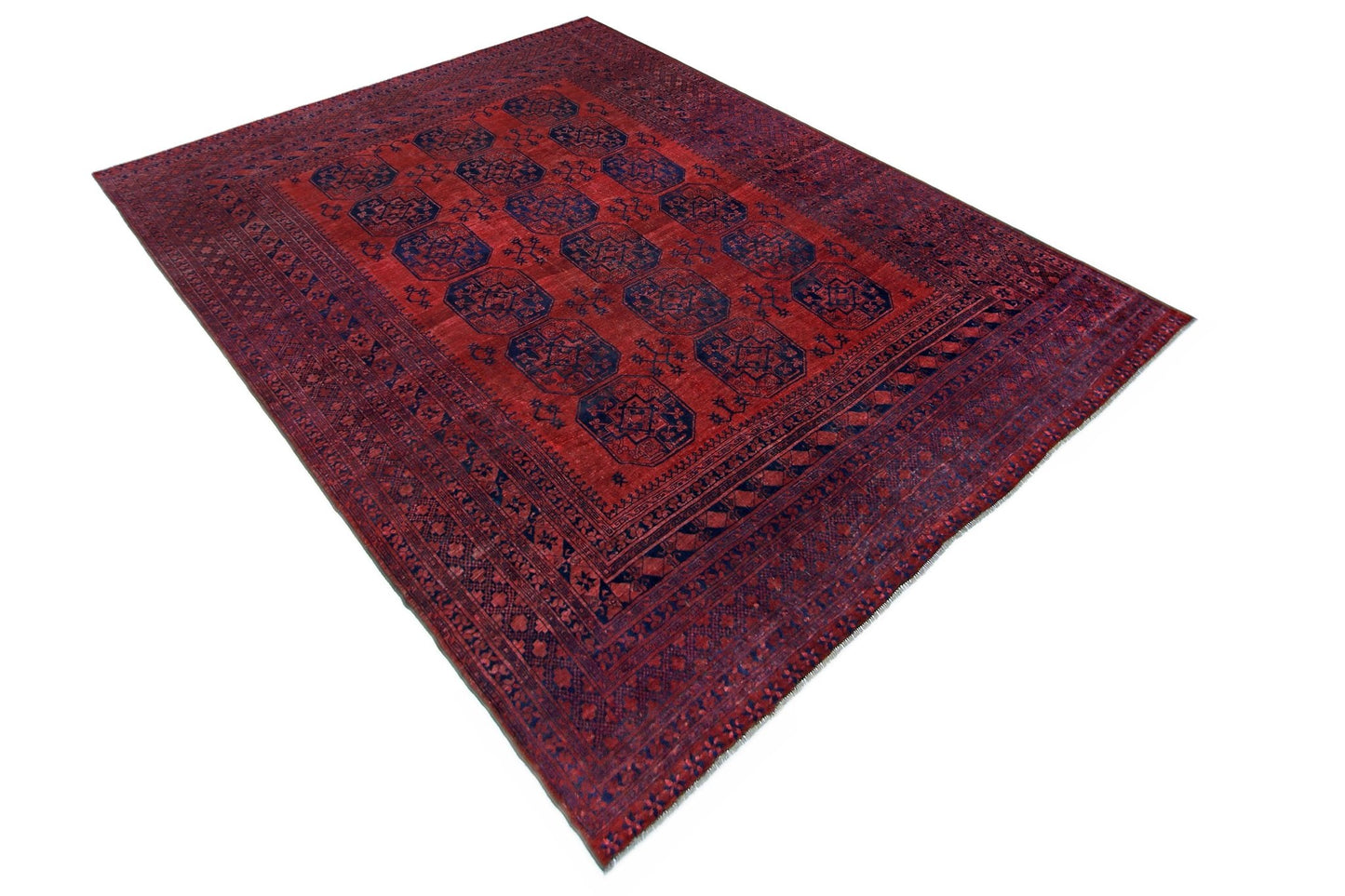 Handmade Vintage Afghan Turkmen Rug | 352 x 308 cm | 11'7" x 10'1" - Najaf Rugs & Textile