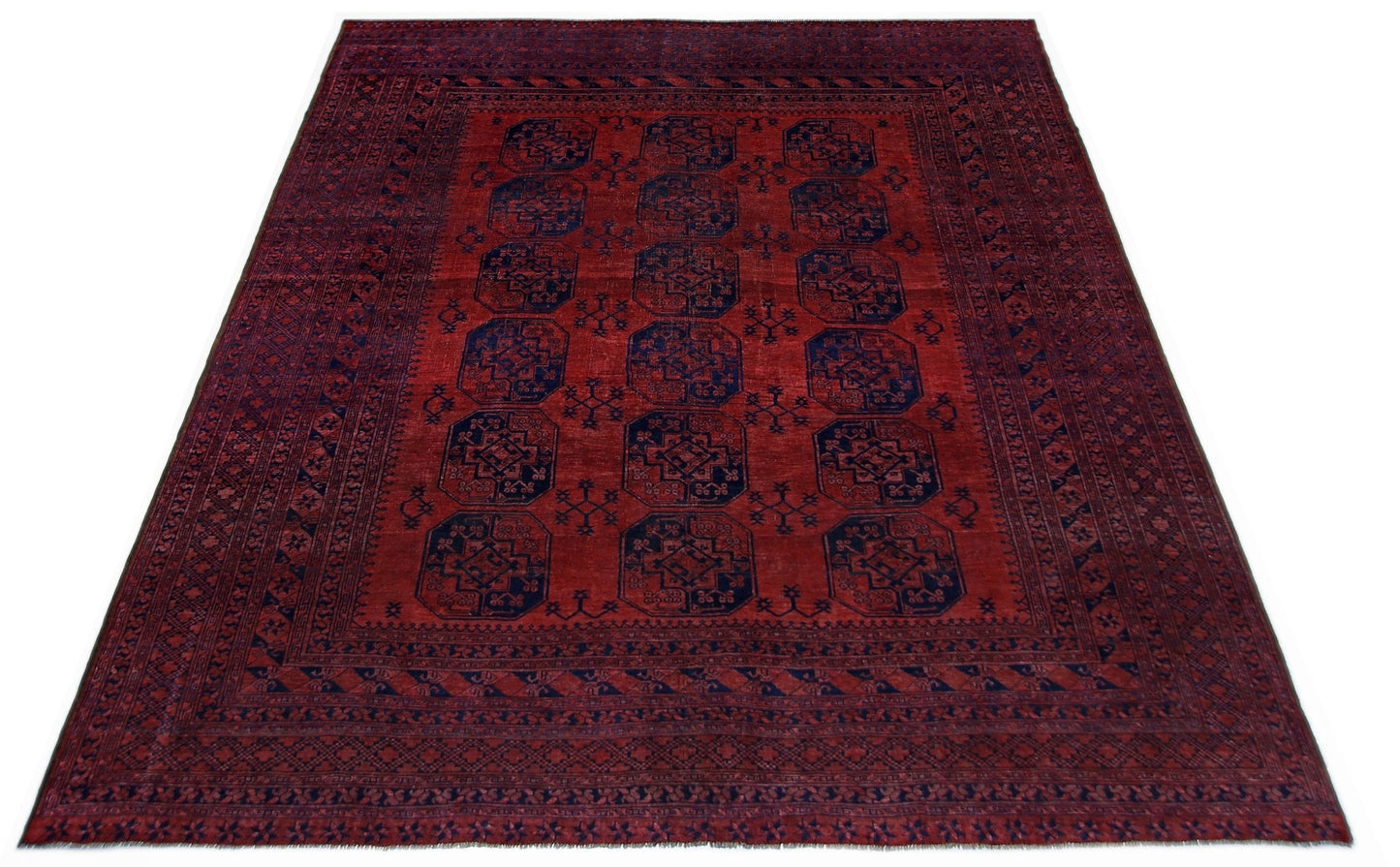 Handmade Vintage Afghan Turkmen Rug | 352 x 308 cm | 11'7" x 10'1" - Najaf Rugs & Textile