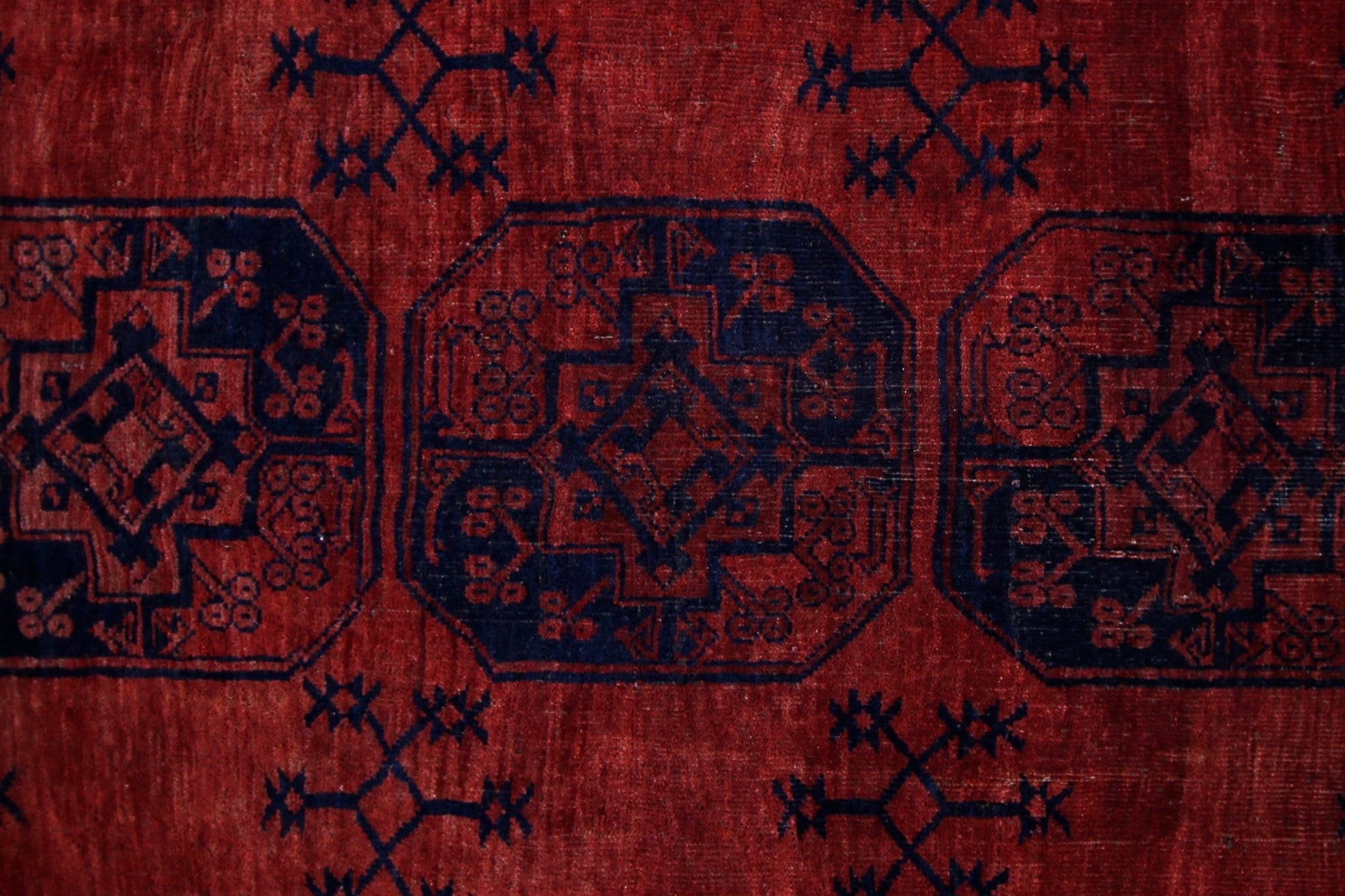 Handmade Vintage Afghan Turkmen Rug | 352 x 308 cm | 11'7" x 10'1" - Najaf Rugs & Textile