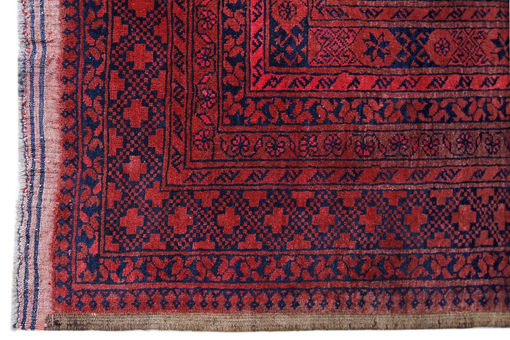 Handmade Vintage Afghan Turkmen Rug | 368 x 311 cm | 12'1" x 10'2" - Najaf Rugs & Textile