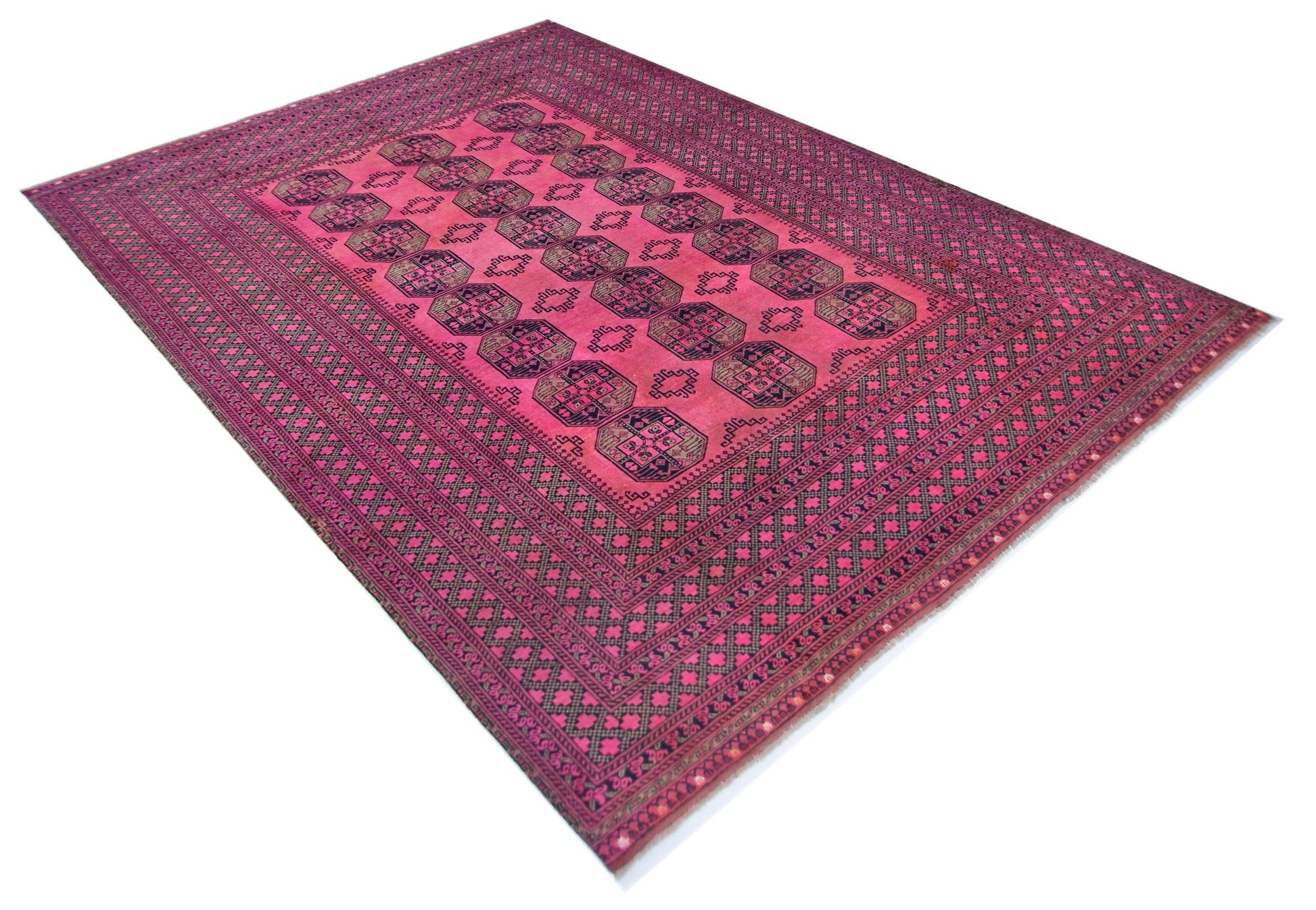 Handmade Vintage Afghan Turkmen Rug | 392 x 306 cm | 12'10" x 10'1" - Najaf Rugs & Textile