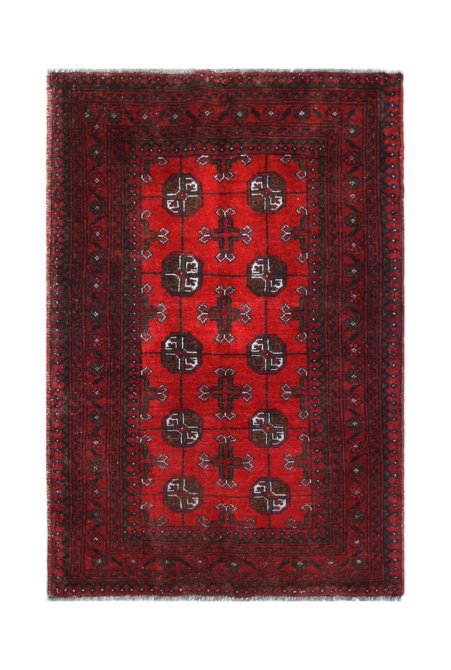 Handmade Afghan Vintage Turkmen Rug | 118 x 81 cm | 3'10" x 2'8" - Najaf Rugs & Textile