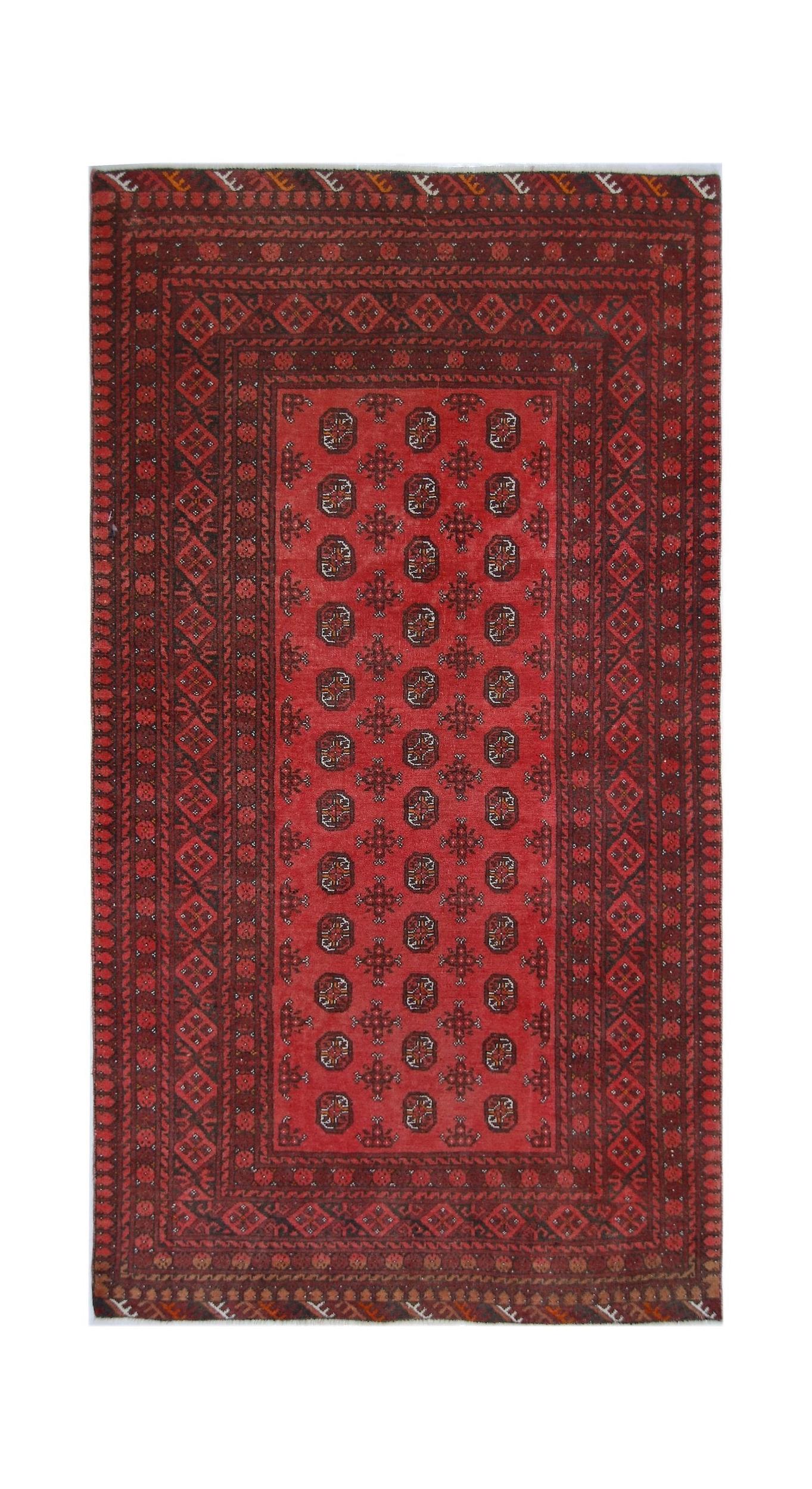 Handmade Afghan Turkmen Rug | 187 x 103 cm | 6'2" x 3'4" - Najaf Rugs & Textile