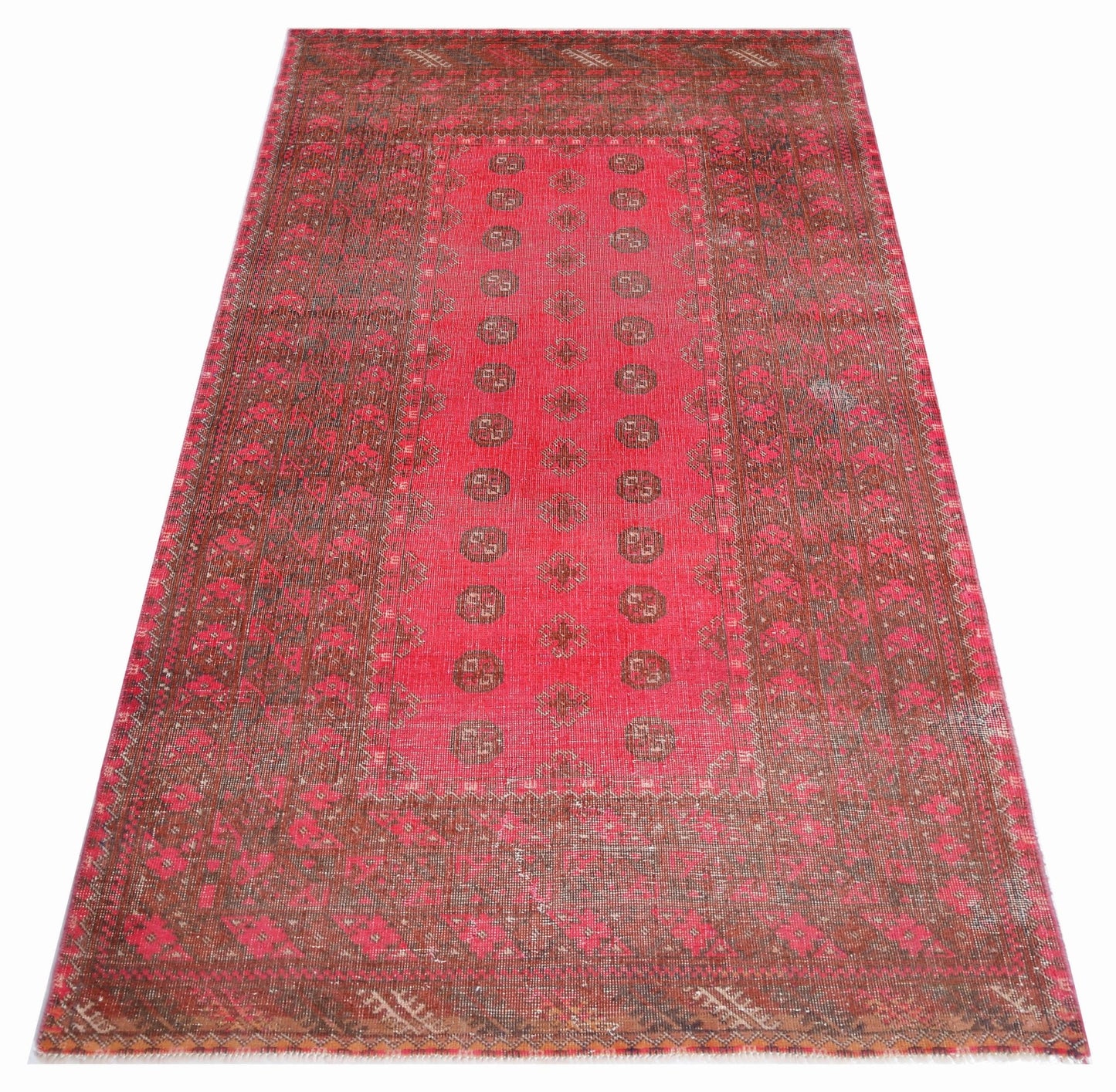 Handmade Vintage Afghan Turkmen Rug | 188 x 102 cm | 6'2" x 3'4" - Najaf Rugs & Textile