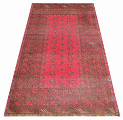 Handmade Vintage Afghan Turkmen Rug | 188 x 102 cm | 6'2" x 3'4" - Najaf Rugs & Textile