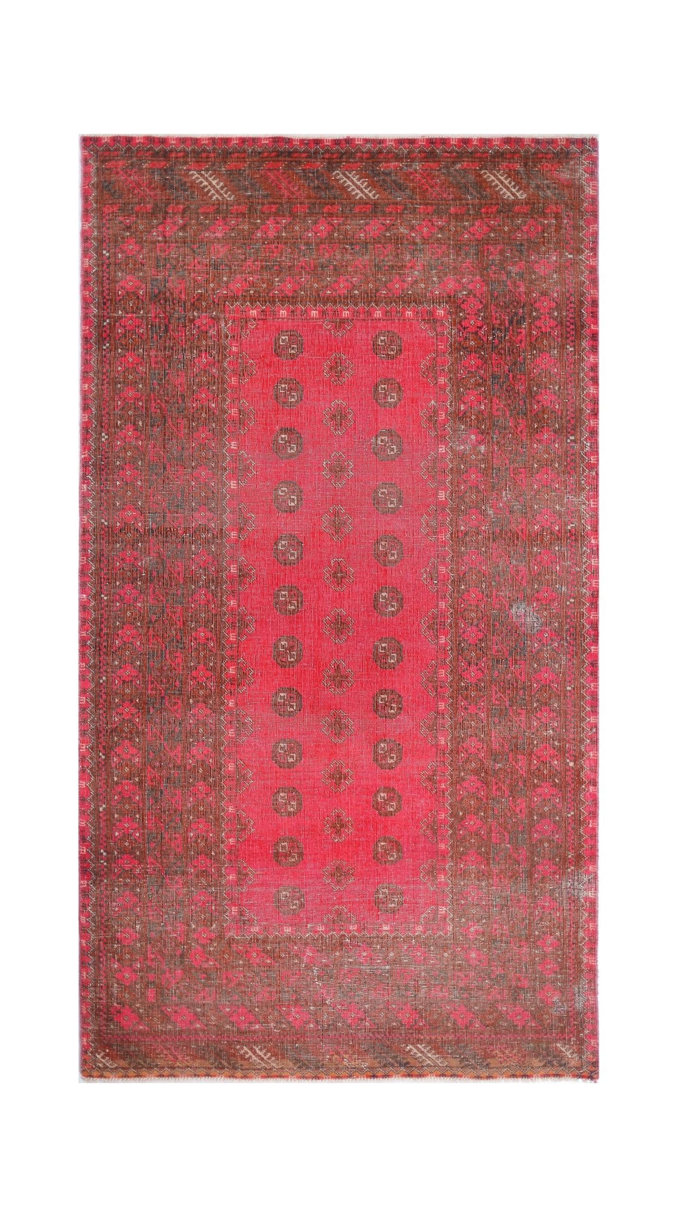Handmade Vintage Afghan Turkmen Rug | 188 x 102 cm | 6'2" x 3'4" - Najaf Rugs & Textile