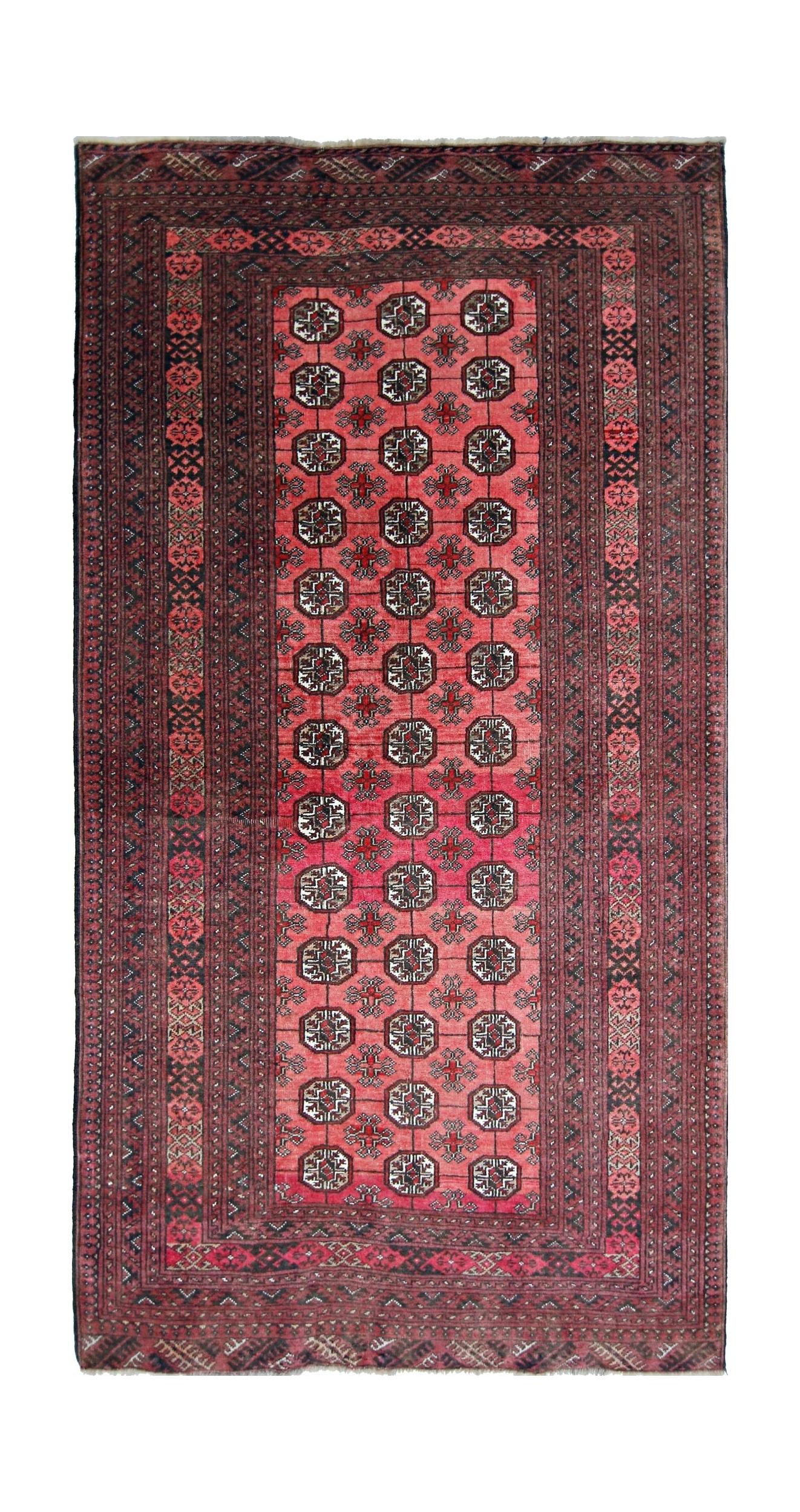 Handmade Vintage Afghan Turkmen Rug | 190 x 100 cm | 6'3" x 3'3" - Najaf Rugs & Textile