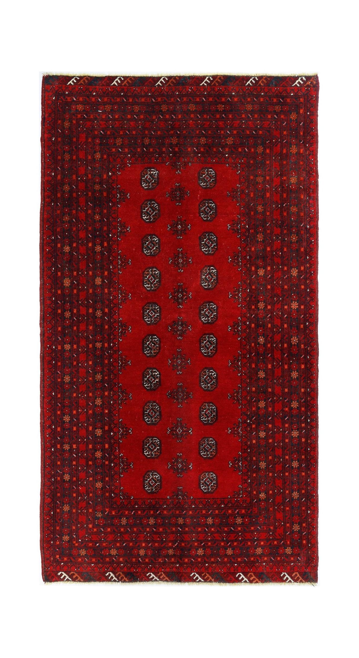 Handmade Afghan Turkmen Rug | 190 x 107 cm | 6'3" x 3'6" - Najaf Rugs & Textile