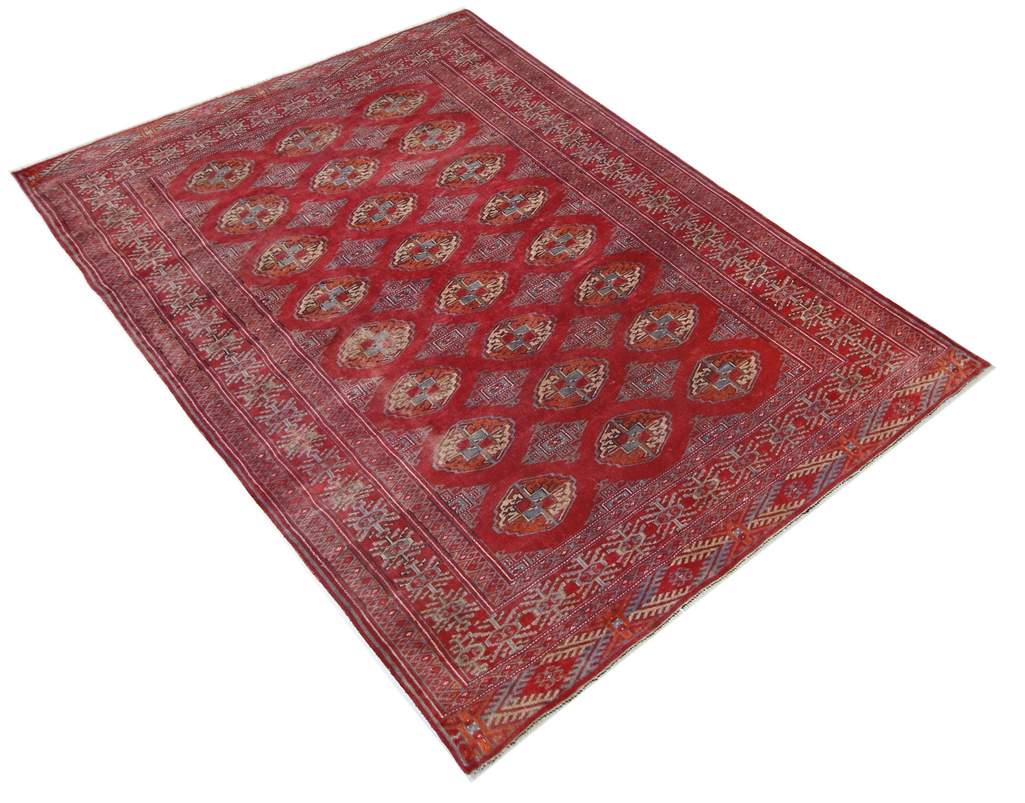 Handmade Fine Vintage Tekke Turkmen Sara Rug | 166 x 133 cm | 5'5" x 4'4" - Najaf Rugs & Textile