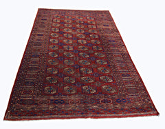 Handmade Vintage Afghan Turkmen Rug | 227 x 156 cm | 7'5" x 5'1" - Najaf Rugs & Textile