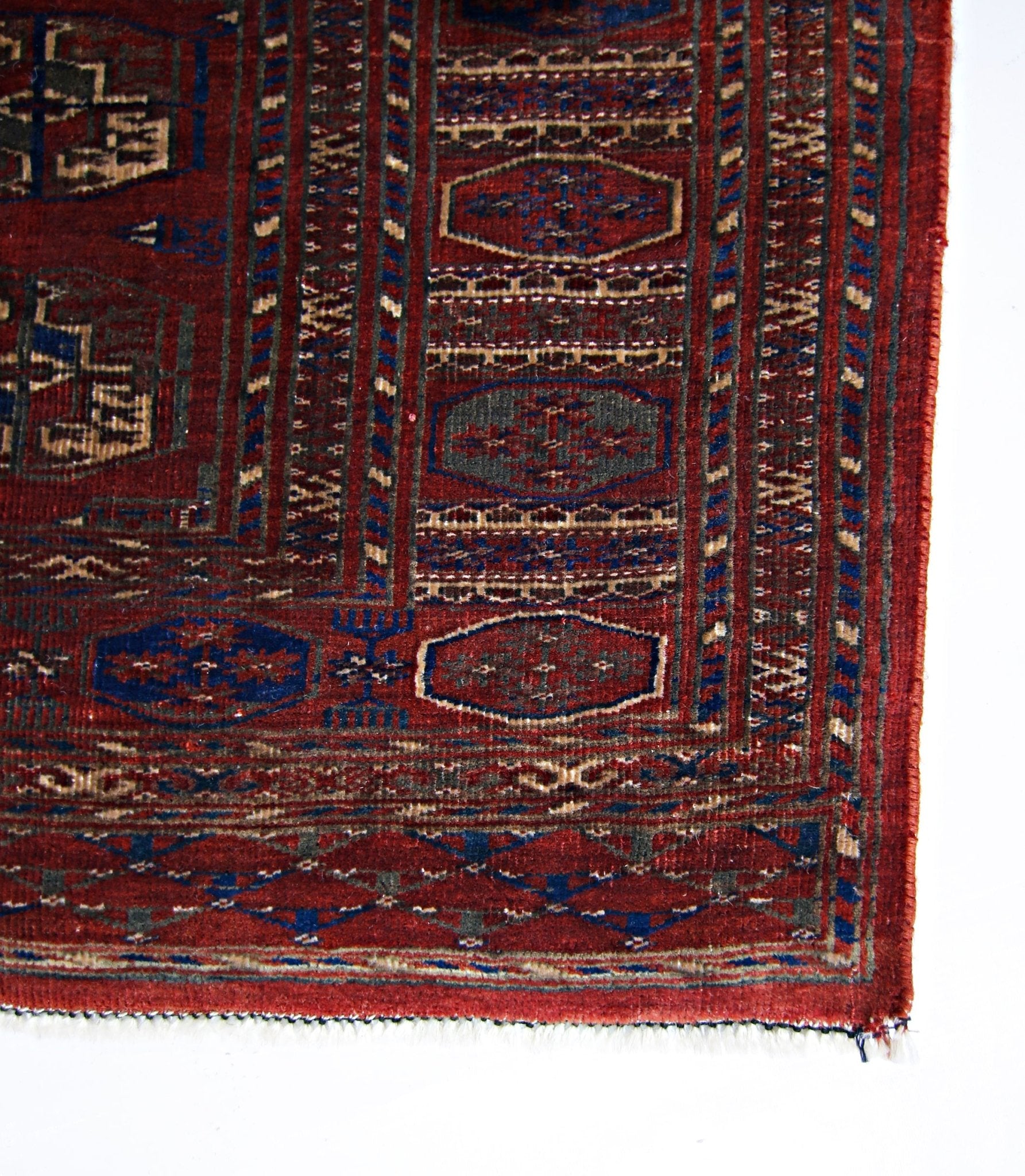 Handmade Vintage Afghan Turkmen Rug | 227 x 156 cm | 7'5" x 5'1" - Najaf Rugs & Textile