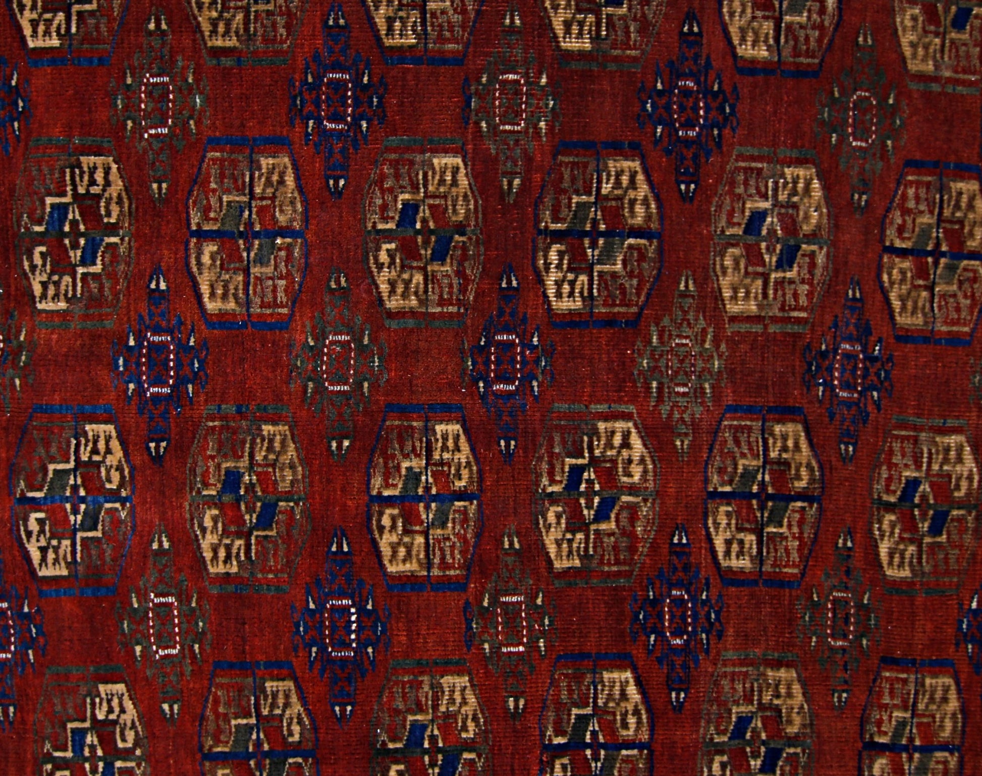 Handmade Vintage Afghan Turkmen Rug | 227 x 156 cm | 7'5" x 5'1" - Najaf Rugs & Textile