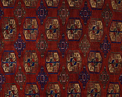 Handmade Vintage Afghan Turkmen Rug | 227 x 156 cm | 7'5" x 5'1" - Najaf Rugs & Textile