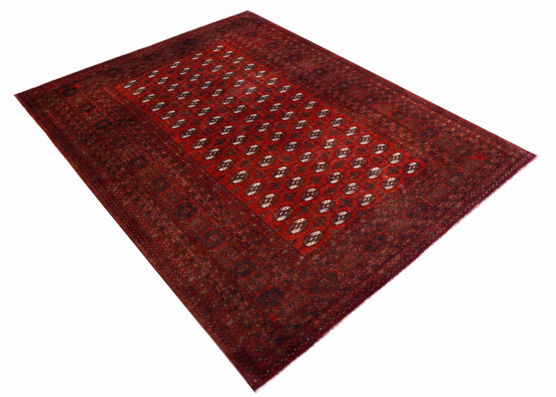 Handmade Vintage Afghan Turkmen Rug | 272 x 196 cm | 8'11" x 6'5" - Najaf Rugs & Textile