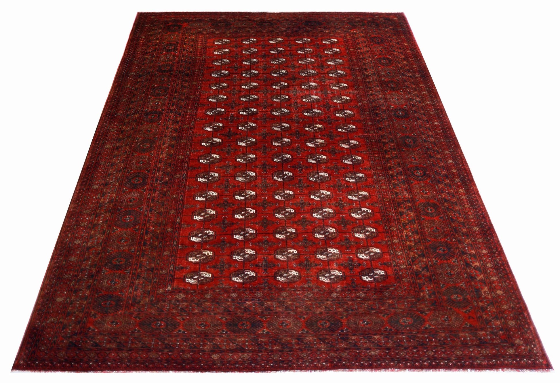 Handmade Vintage Afghan Turkmen Rug | 272 x 196 cm | 8'11" x 6'5" - Najaf Rugs & Textile