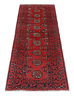 Handmade Vintage Afghan Turkmen Hallway Runner | 131 x 51 cm | 4’4" x 1'8" - Najaf Rugs & Textile