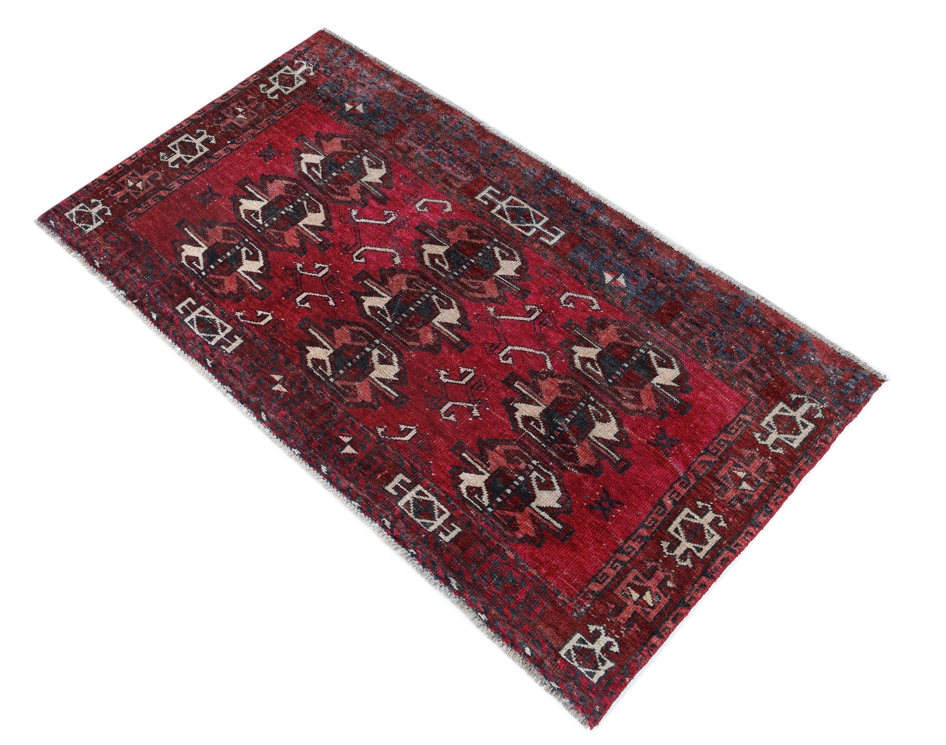 Handmade Vintage Turkmen Tekke Rug | 135 x 74 cm | 4'5" x 2'5" - Najaf Rugs & Textile