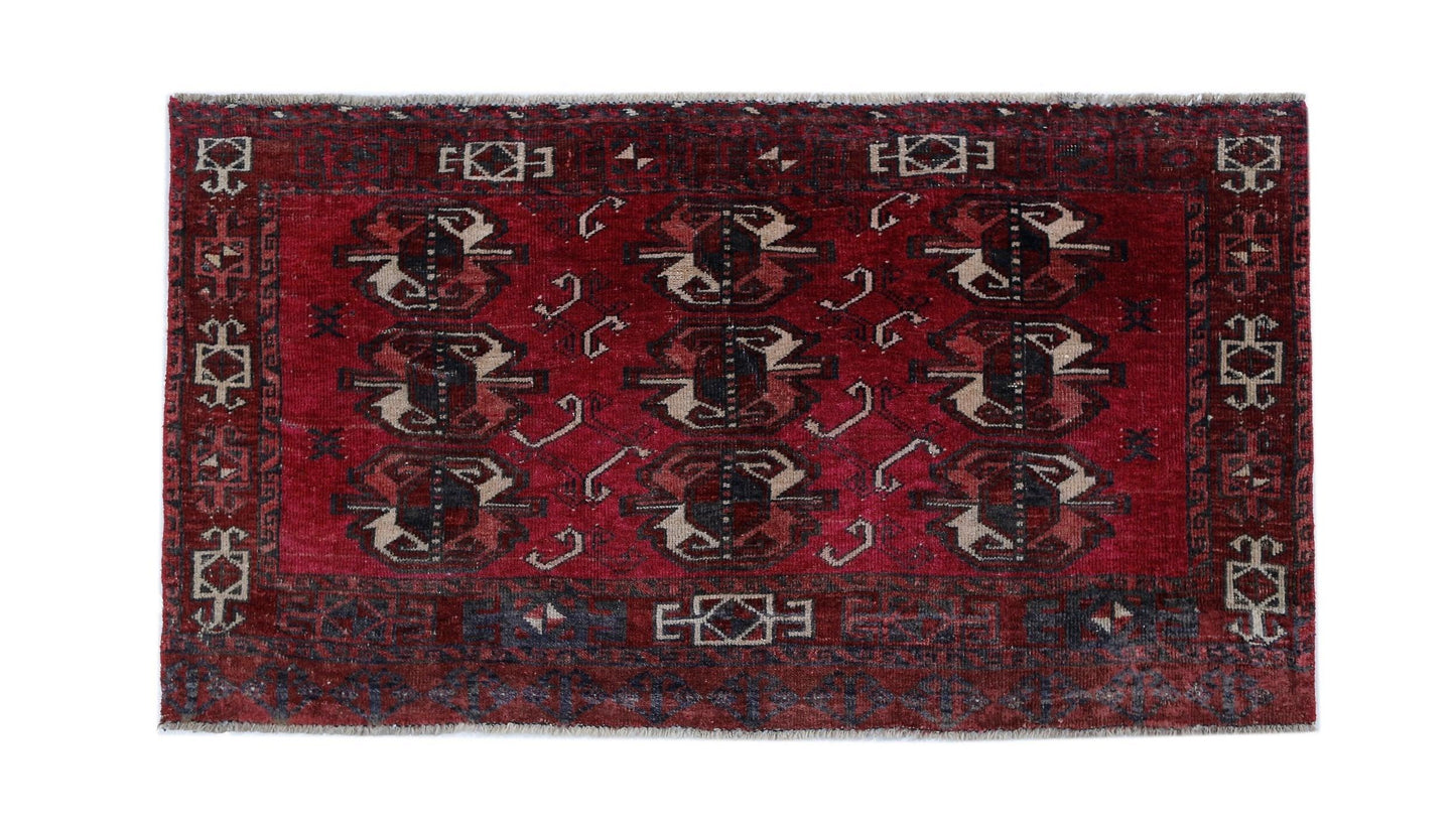 Handmade Vintage Turkmen Tekke Rug | 135 x 74 cm | 4'5" x 2'5" - Najaf Rugs & Textile