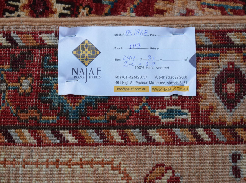 Handknotted Afghan Chobi Hallway Runner | 244 x 82 cm | 8' x 2'9" - Najaf Rugs & Textile