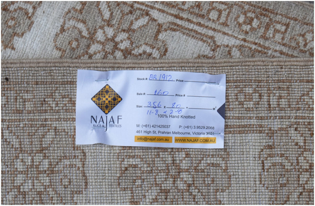 Handknotted Afghan Chobi Hallway Runner | 356 x 80 cm | 11'8" x 2'8" - Najaf Rugs & Textile